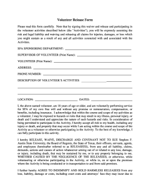Volunteer Release Form