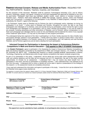 Robofest Informed Consent and Media Authorization Form