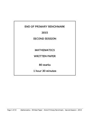 End of Primary Benchmark Mathematics Exam