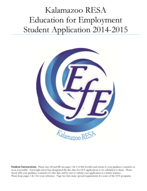 Kalamazoo RESA Education for Employment Student Application