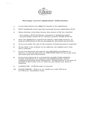 Ontario Marriage Licence Application Form
