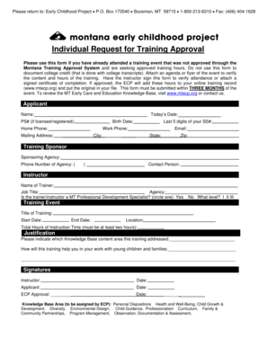 Montana Training Approval Request Form
