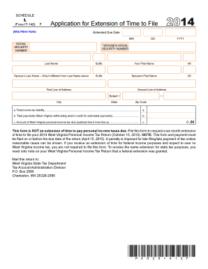 West Virginia Tax Extension Form IT-140
