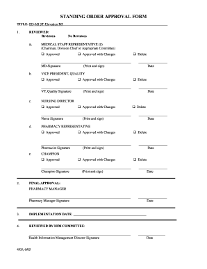 Standing Order Approval Form