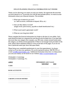 Estate Planning Financial Information Fact Finder