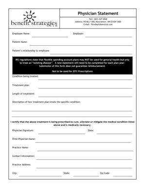 Physician Statement for Flexible Spending Account