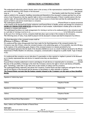 Cremation Authorization Form