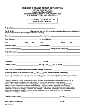 Building & Zoning Permit Application