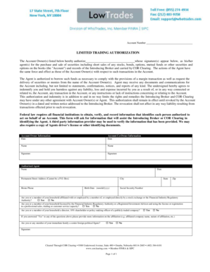 Limited Trading Authorization Form