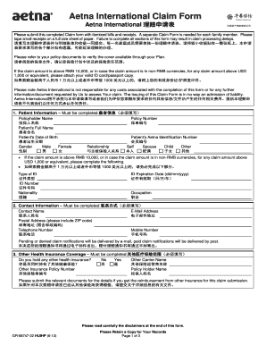 Aetna International Claim Form