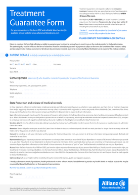 Allianz Treatment Guarantee Form