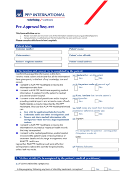 AXA PPP Healthcare Pre-Approval Request Form