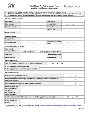 InterGlobal Pre-Authorisation Form