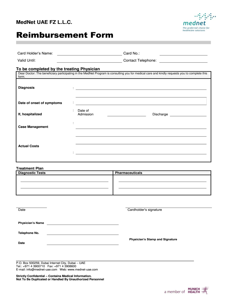 mednet reimbursement form Preview on Page 1