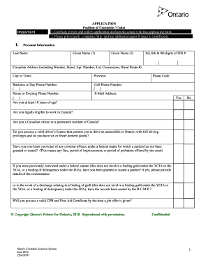 Ontario Constable Application Form