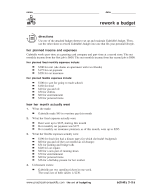 Budget Rework Activity