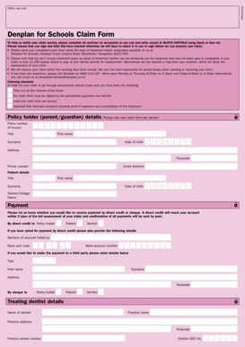Denplan for Schools Claim Form