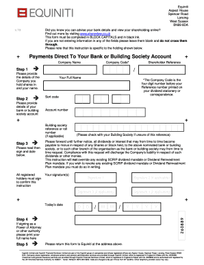 UK Dividend Payment Mandate Form