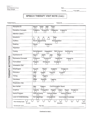 Speech Therapy Visit Note