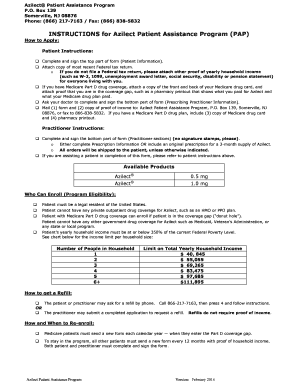 Azilect Patient Assistance Program Application Form