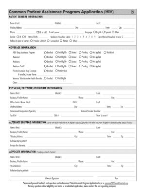 Common Patient Assistance Program Application (HIV)