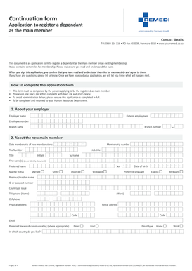 Remedi Medical Aid Scheme Dependent Registration Form
