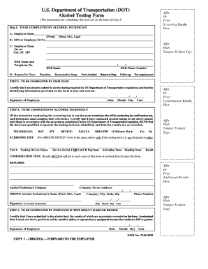 DOT Alcohol Testing Form