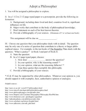 Adopt a Philosopher Assignment