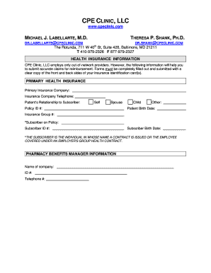 Health Insurance Information Form