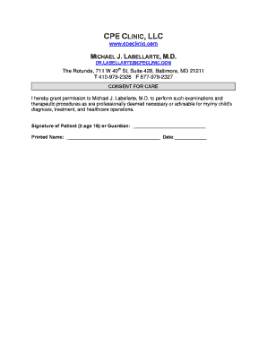 Consent for Care Form