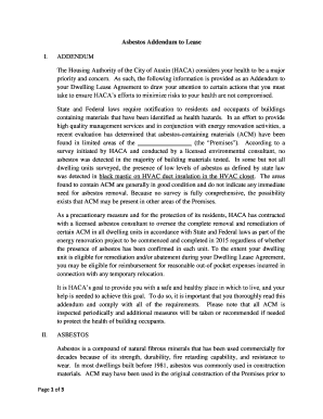 Asbestos Addendum to Lease