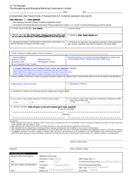 Standing Instruction for Funds Transfer