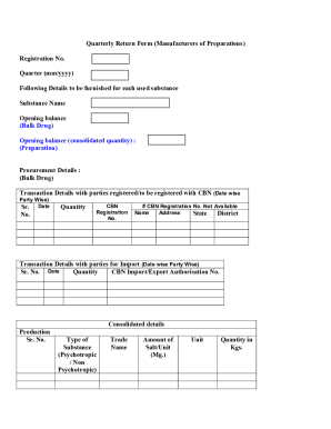 Quarterly Return Form for Manufacturers