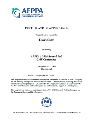 Certificate of Attendance