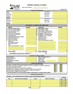 Personal Financial Statement Form