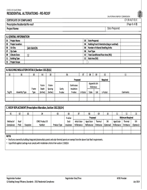 California Residential Re-Roof Compliance Form