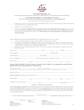 Our Military Kids Grant Application