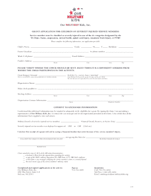 Our Military Kids Grant Application
