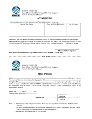 Annual General Meeting Attendance Slip