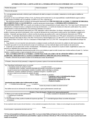 AUTORIZACIÓN PARA LA REVELACIÓN DE LA INFORMACIÓN DE SALUD CONFORME CON LA LEY HIPAA