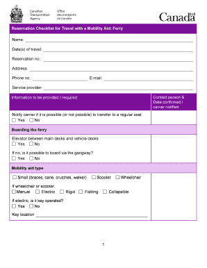 Ferry Travel Reservation Checklist for Mobility Aid Users