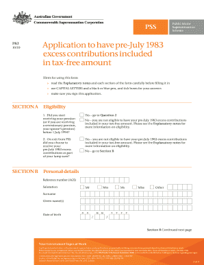 P83 Form for Pre-July 1983 Excess Contributions