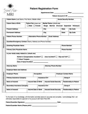 Patient Registration and Ultrasound Medical History Form