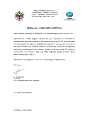APEC Engineer Registration Renewal Form