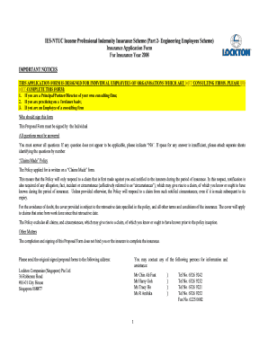 Professional Indemnity Insurance Application Form