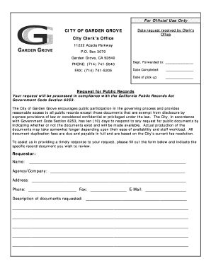 California Public Records Request Form