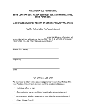 Acknowledgement of Receipt of Notice of Privacy Practices