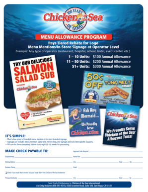 Chicken of the Sea Menu Allowance Program