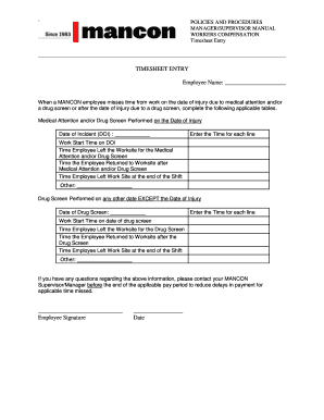Mancon Time Entry Fill Online Printable Fillable Blank Pdffiller