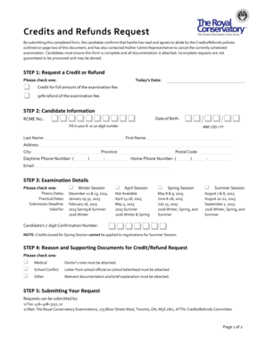 Credits and Refunds Request Form